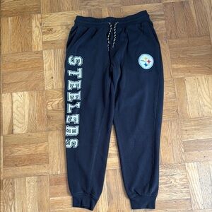 Black Joggers with Elastic Waistband and Steelers Logo